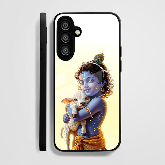 Samsung Galaxy A36 Premium Acrylic Shockproof Glass Back Case (Cute Krishna)
