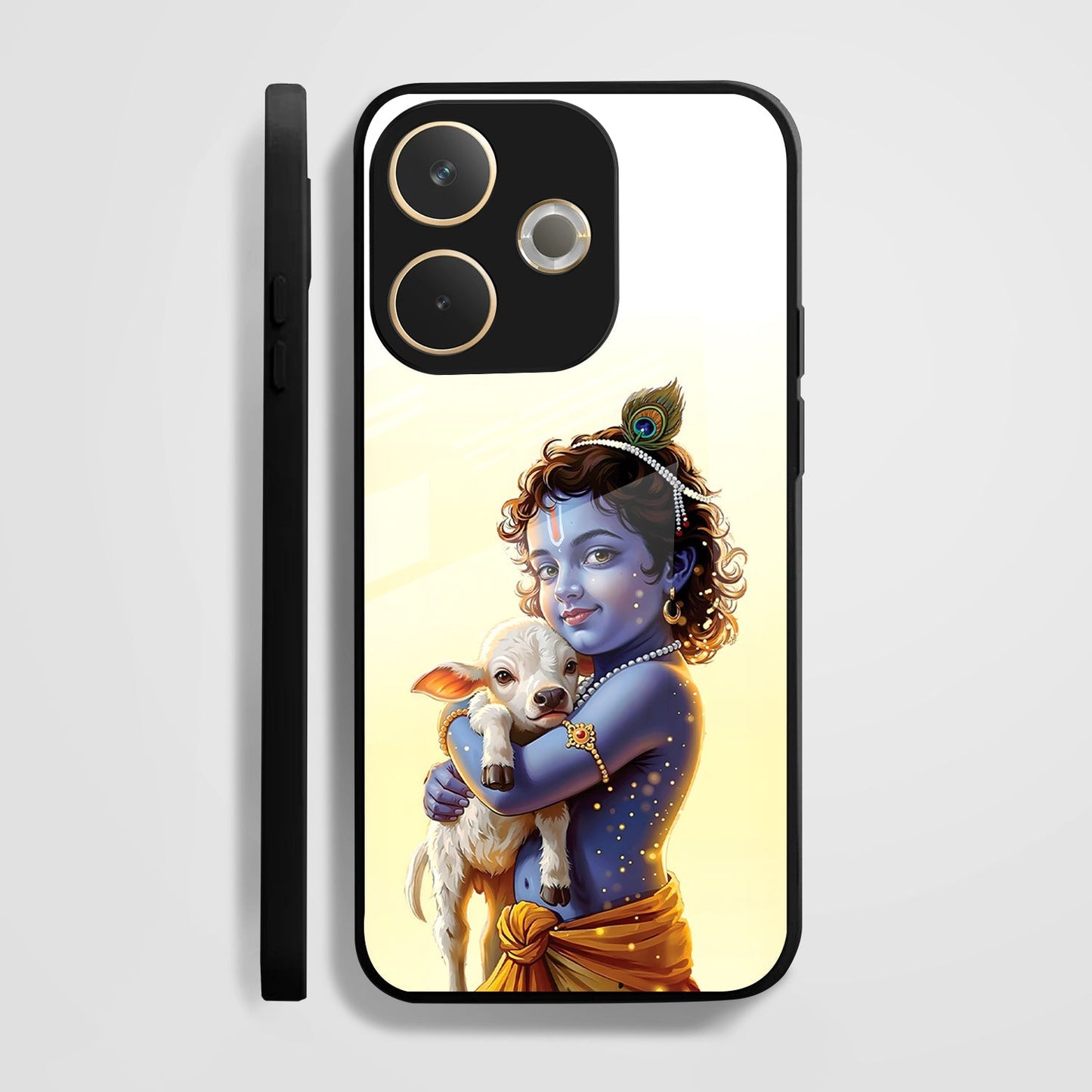 Oppo A5 Pro 5G Premium Acrylic Shockproof Glass Back Case ( Cute Krishna )