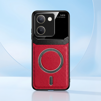 Vivo Y200 Pro 5G Premium Magsafe Magnetic Leather Lens Protective Case