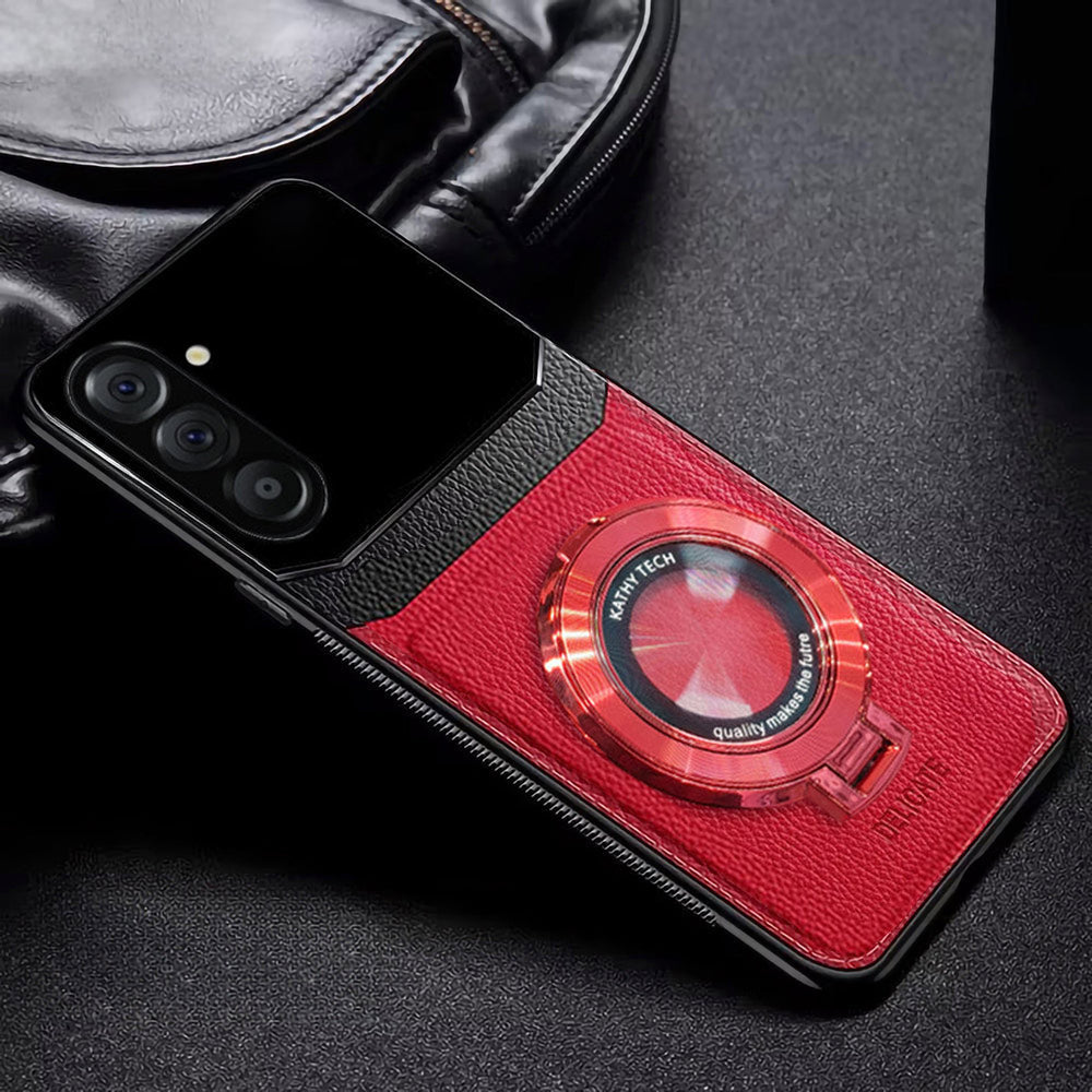 Samsung Galaxy A56 5G Original Luxury Leather Lens Magnifier Ring Stand Case