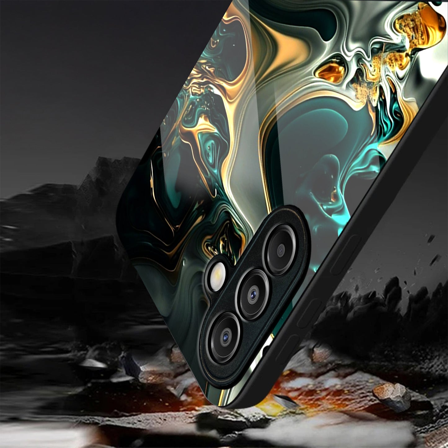 Samsung Galaxy A36 Premium Acrylic Shockproof Glass Back Case (Ocean Ember)