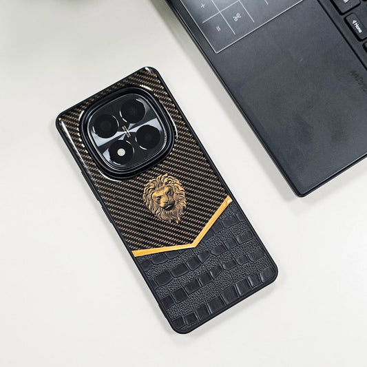 Redmi Note 14 Pro 5G Luxury Lion Pattern Leather And Liquid Silicone Case