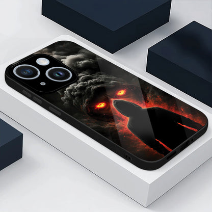 iPhone 15 Premium Acrylic Shockproof Glass Back Case (Dark Flame)