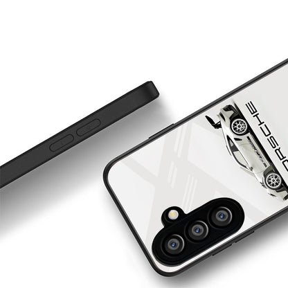 Samsung Galaxy A36 Premium Acrylic Shockproof Glass Back Case (White Porsche)