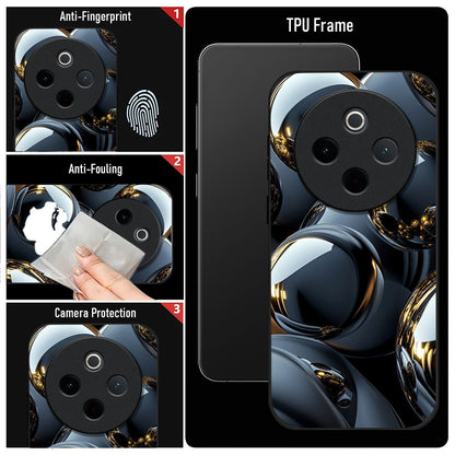 Vivo T4 5G Premium Acrylic Shockproof Glass Back Case (Mirror Spheres)