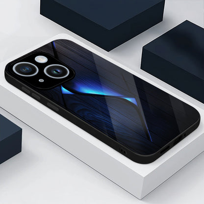 iPhone 15 Premium Acrylic Shockproof Glass Back Case (Blue Gradient)