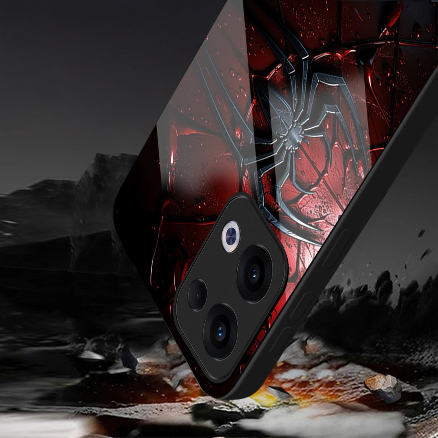 Oppo Reno 13 5G Premium Acrylic Shockproof Glass Back Case (Spider Armor)