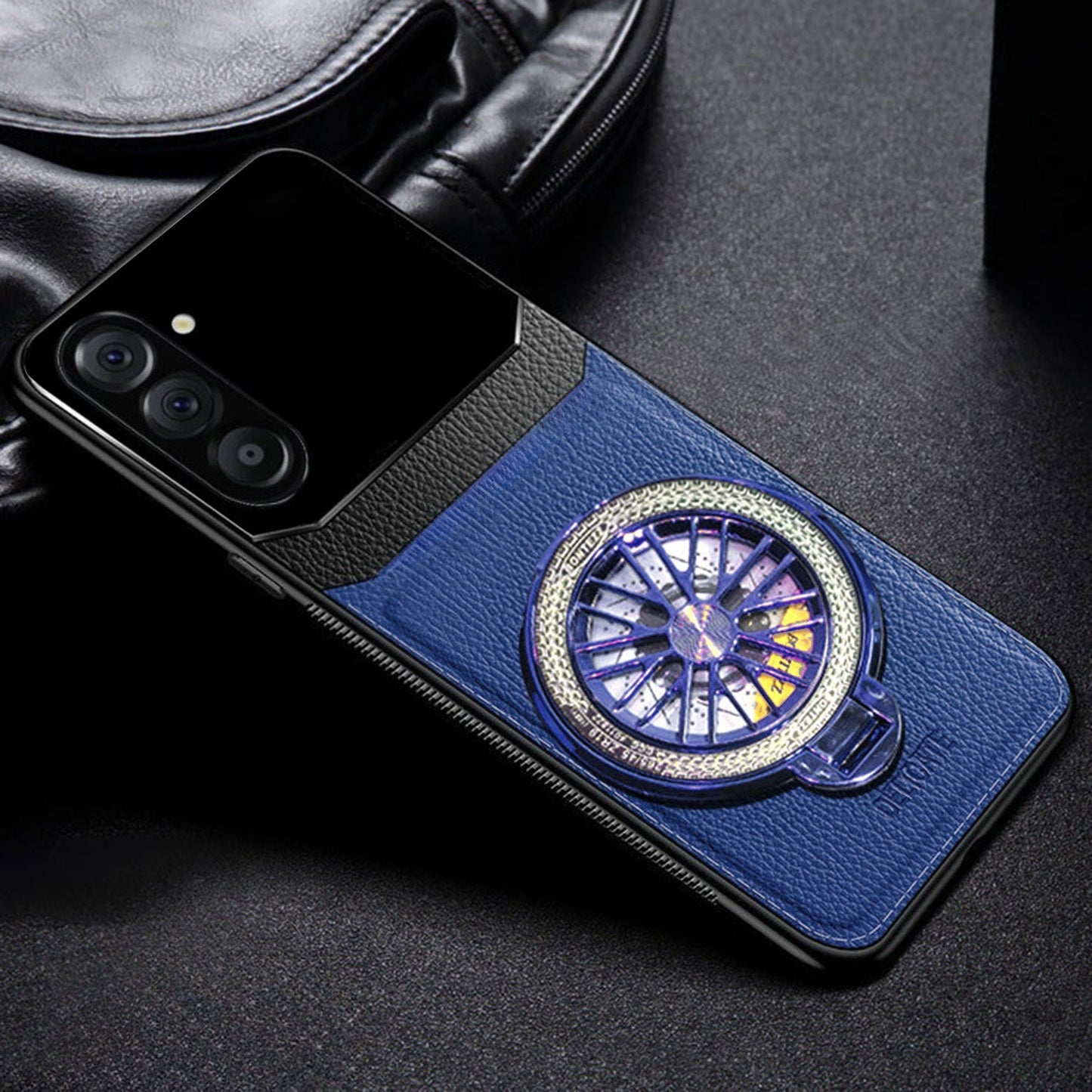 Samsung Galaxy A36 5G Original Luxury Leather Lens Wheel Ring Stand Case