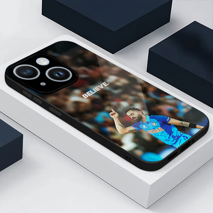 iPhone 15 Premium Acrylic Shockproof Glass Back Case (Virat Kohli)