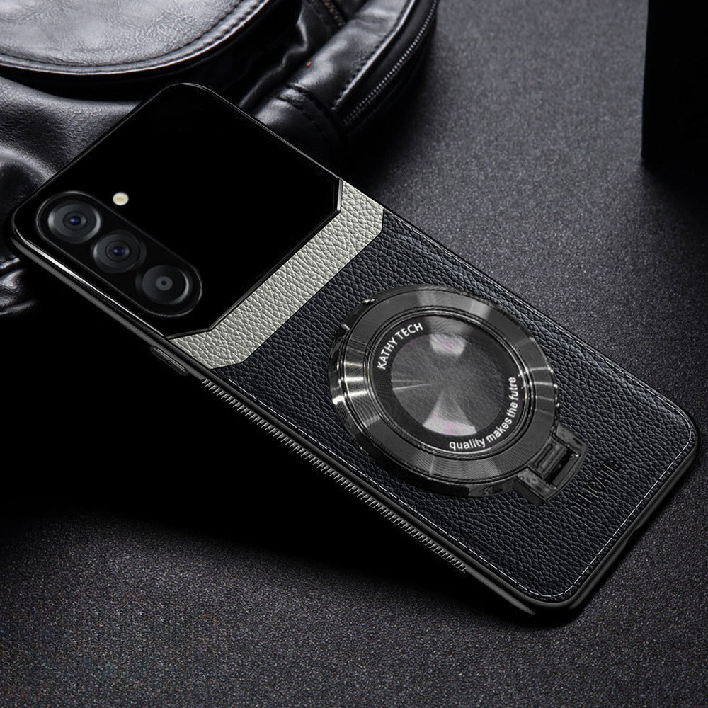 Samsung Galaxy A36 5G Original Luxury Leather Lens Magnifier Ring Stand Case