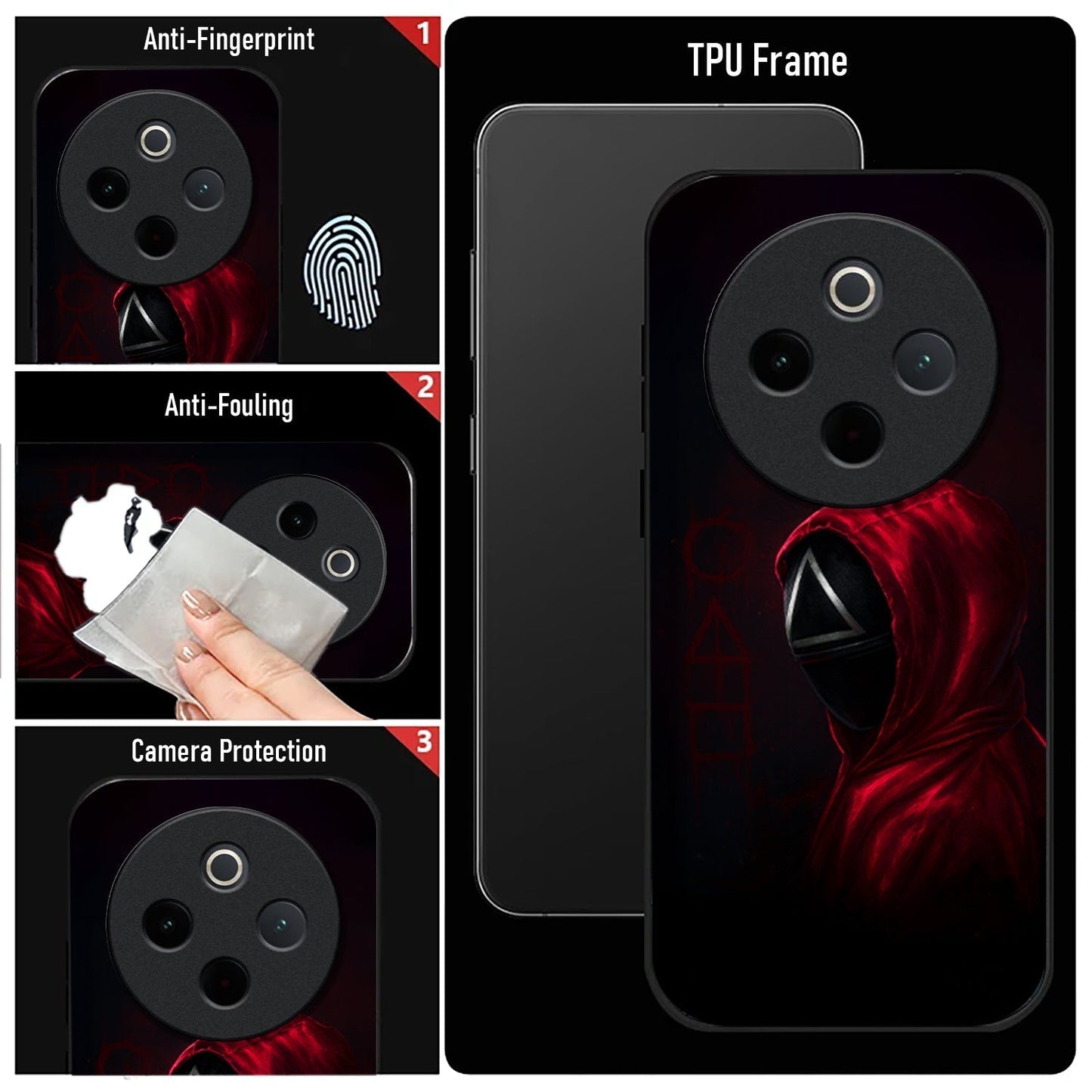 Vivo T4 5G Premium Acrylic Shockproof Glass Back Case  (Triangle Mask)