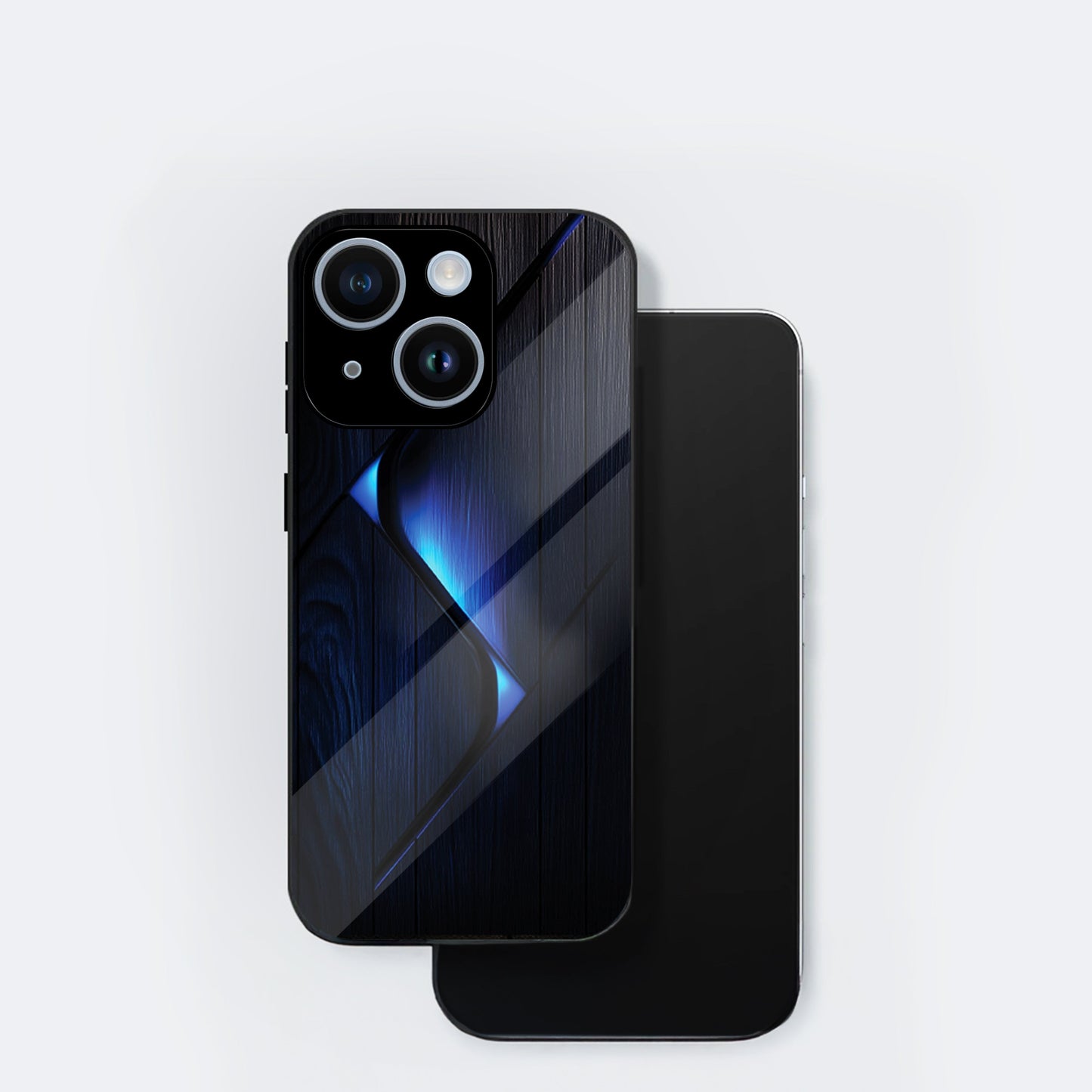 iPhone 15 Premium Acrylic Shockproof Glass Back Case (Blue Gradient)