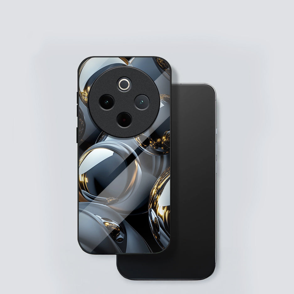 Vivo T4 5G Premium Acrylic Shockproof Glass Back Case (Mirror Spheres)