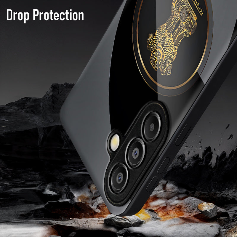 Samsung Galaxy A36 Premium Acrylic Shockproof Glass Back Case (Satyamev Noir)