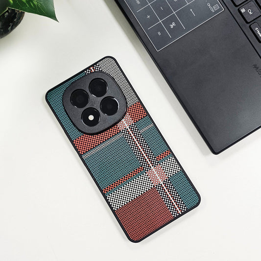 Redmi Note 14 Pro 5G Luxury Grid Pattern Glass Back Shockproof Case