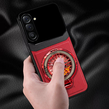 Samsung Galaxy A36 5G Original Luxury Leather Lens Wheel Ring Stand Case
