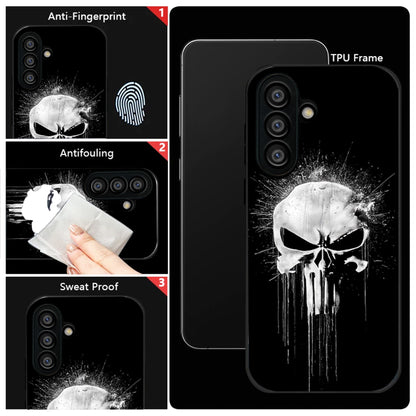 Samsung Galaxy A36 Premium Acrylic Shockproof Glass Back Case (Punisher Skull)