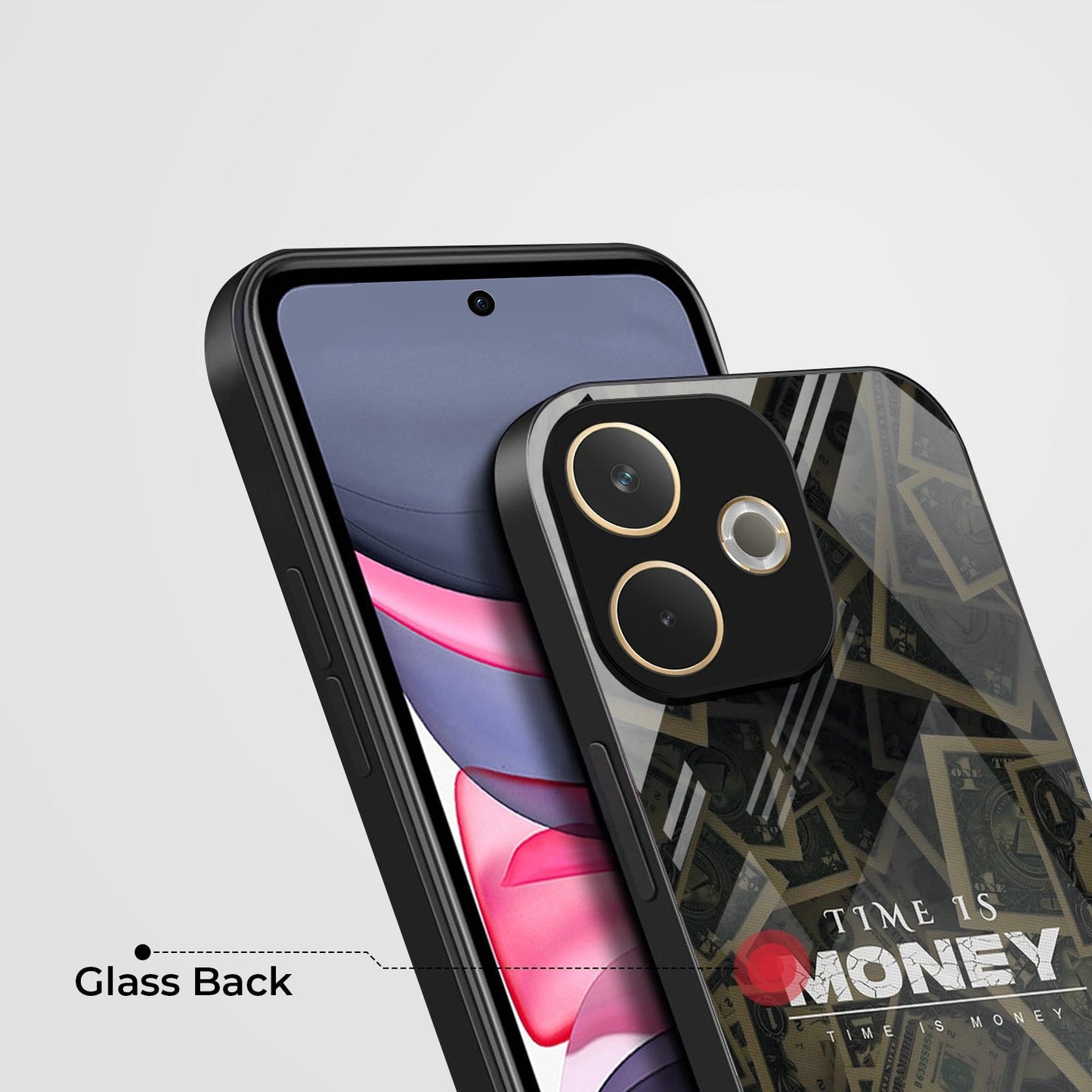 Oppo A5 Pro 5G Premium Acrylic Shockproof Glass Back Case (Time is Money )