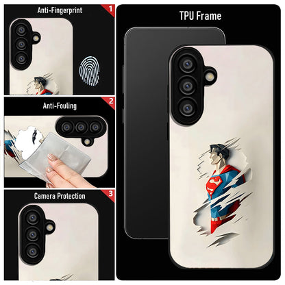 Samsung Galaxy A56 5G Premium Acrylic Shockproof Glass Back Case (Scratch Superman)