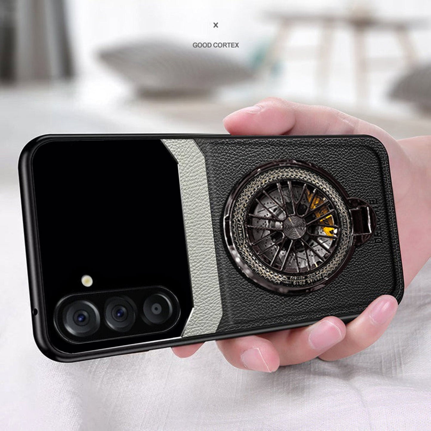 Samsung Galaxy A36 5G Original Luxury Leather Lens Wheel Ring Stand Case