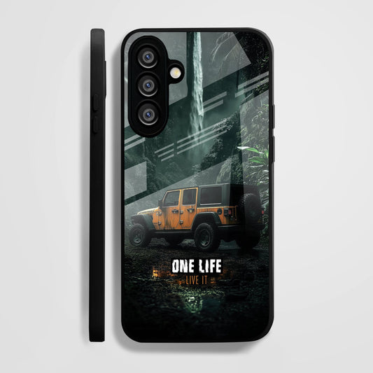 Samsung Galaxy A36 Premium Acrylic Shockproof Glass Back Case (Jeep Case)