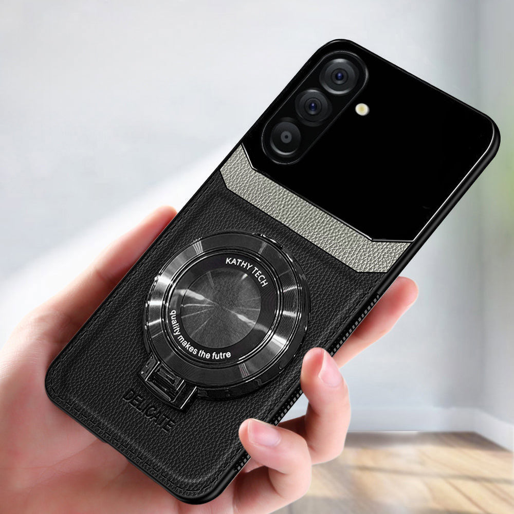 Samsung Galaxy A36 5G Original Luxury Leather Lens Magnifier Ring Stand Case