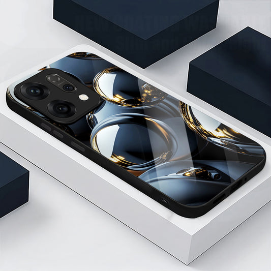 Oppo Reno 14 5G Premium Acrylic Shockproof Glass Back Case (Mirror Spheres)