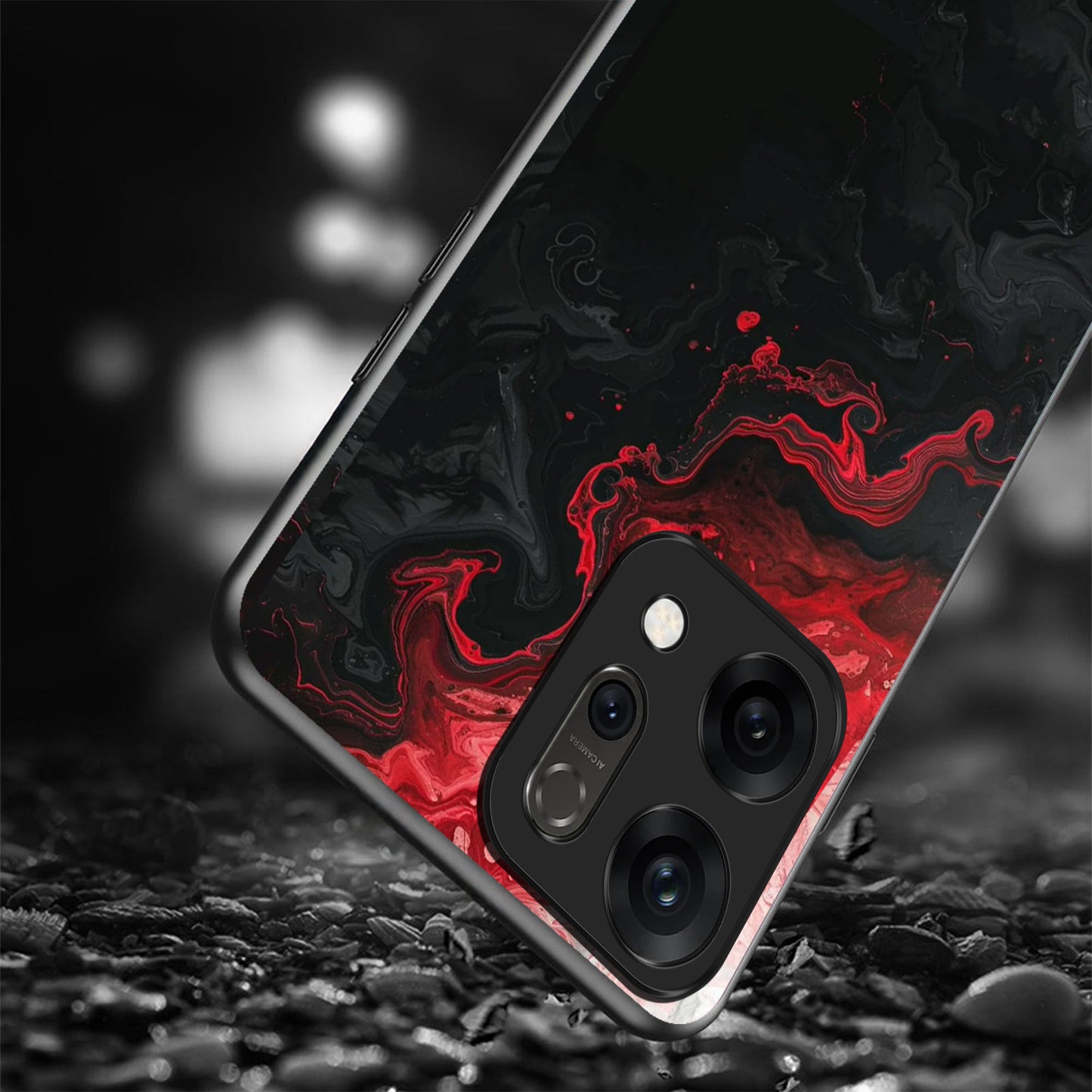 Oppo Reno 14 5G Premium Acrylic Shockproof Glass Back Case (Crimson Surge)