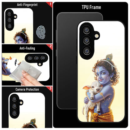 Samsung Galaxy A36 Premium Acrylic Shockproof Glass Back Case (Cute Krishna)