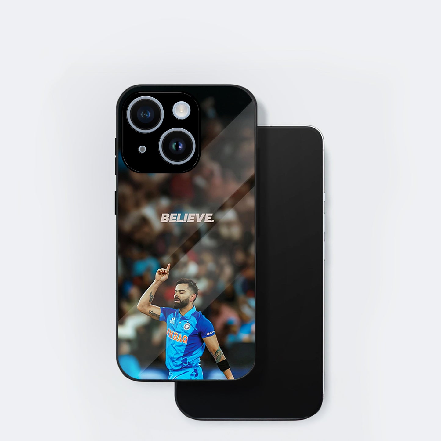 iPhone 15 Premium Acrylic Shockproof Glass Back Case (Virat Kohli)