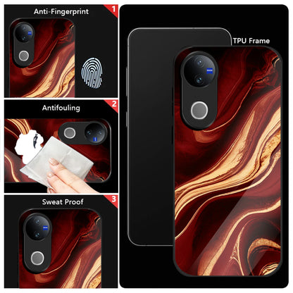 Vivo V50 5G Premium Acrylic Shockproof Glass Back Case (Red Mirage)