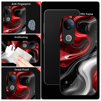 Vivo V50 5G Premium Acrylic Shockproof Glass Back Case (Crimson Wave)