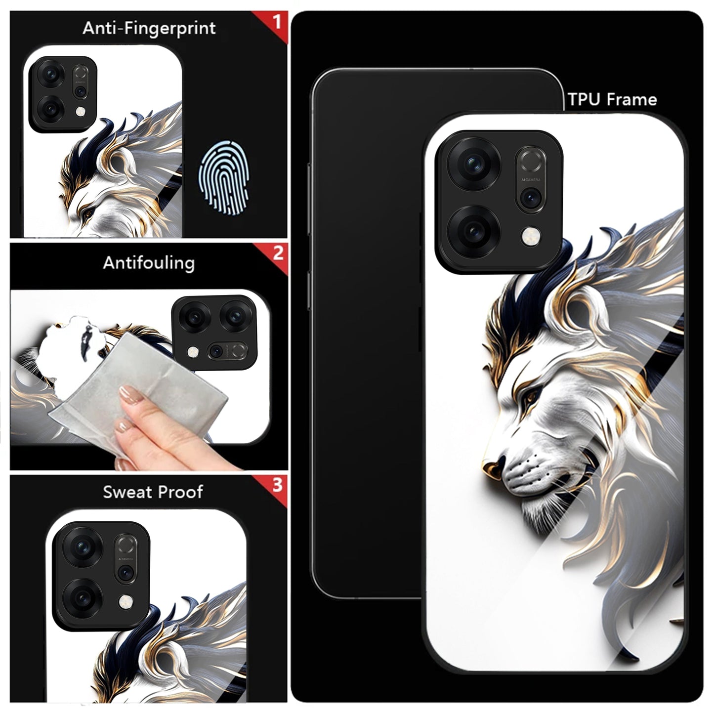 Oppo Reno 14 5G Premium Acrylic Shockproof Glass Back Case (King’s Flow)