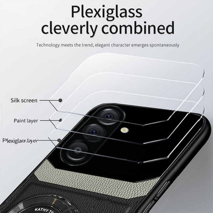 Samsung Galaxy A36 5G Original Luxury Leather Lens Magnifier Ring Stand Case