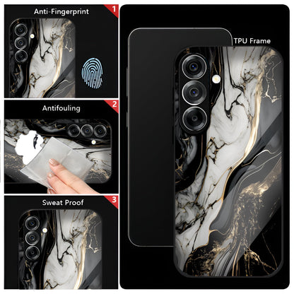 Samsung Galaxy A36 5G Premium Acrylic Shockproof Glass Back Case (Royal Marble Flow)