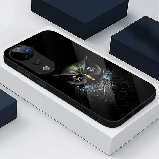 Vivo V40 Pro 5G Premium Acrylic Shockproof Glass Back Case (Midnight Owl)