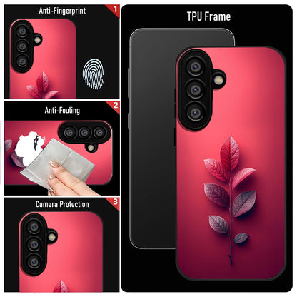 Samsung Galaxy A36 Premium Acrylic Shockproof Glass Back Case (Pink Leaf)