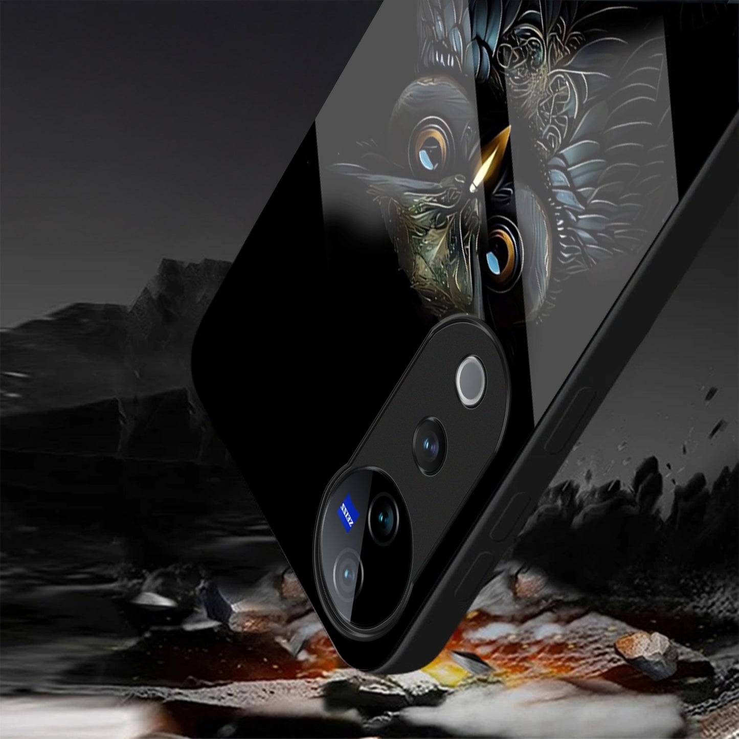 Vivo V40 Pro 5G Premium Acrylic Shockproof Glass Back Case (Midnight Owl)