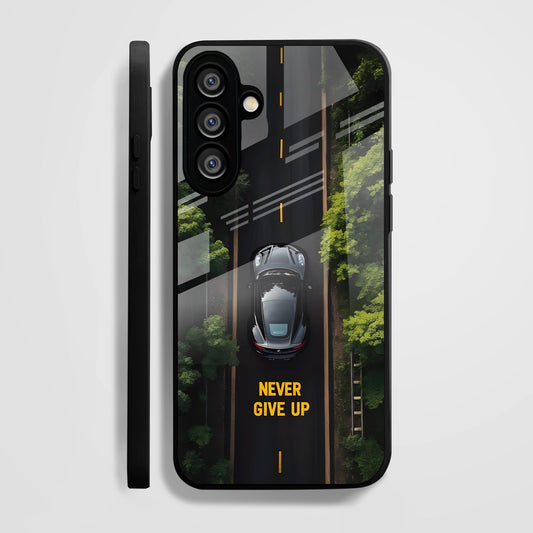 Samsung Galaxy A36 Premium Acrylic Shockproof Glass Back Case (Road Never Give Up)