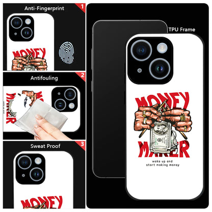 iPhone 15 Premium Acrylic Shockproof Glass Back Case (Money Maker)