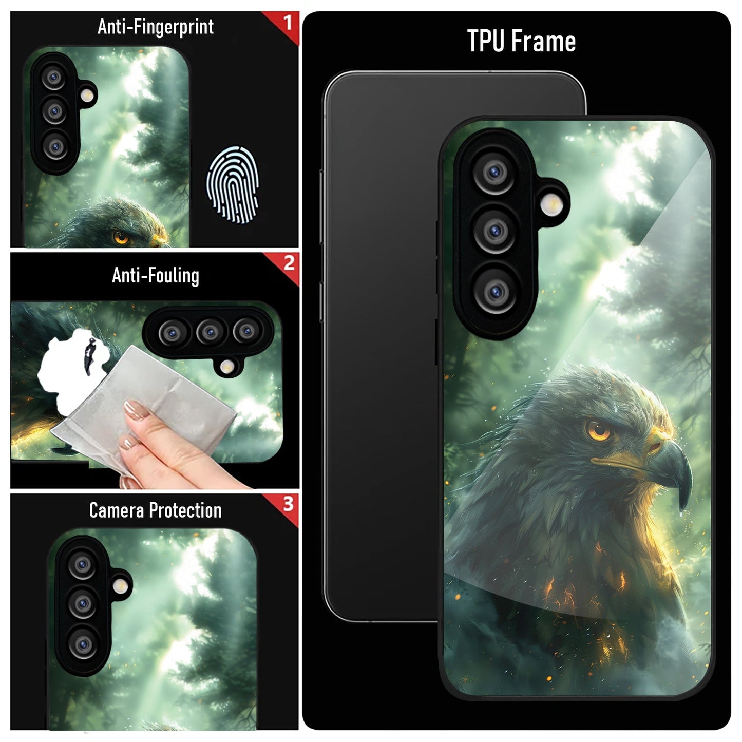 Samsung Galaxy A36 Premium Acrylic Shockproof Glass Back Case (Eagle Case)