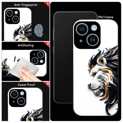 iPhone 15 Premium Acrylic Shockproof Glass Back Case ( King's Flow )