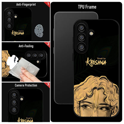 Samsung Galaxy A56 Premium Acrylic Shockproof Glass Back Case (Trust In Krishna)