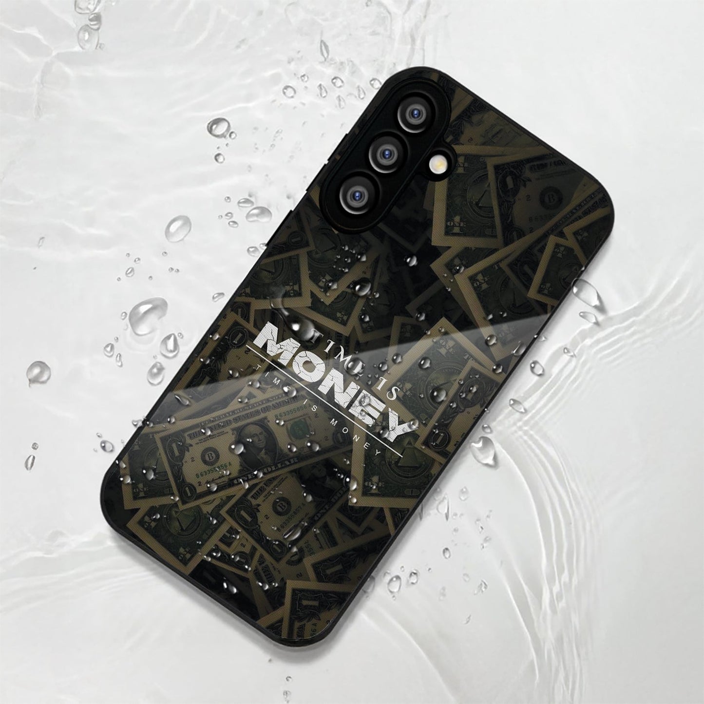 Samsung Galaxy A36 Premium Acrylic Shockproof Glass Back Case (Time Is Money)