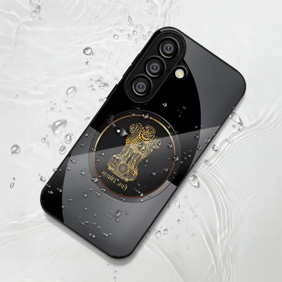 Samsung Galaxy A36 Premium Acrylic Shockproof Glass Back Case (Satyamev Noir)