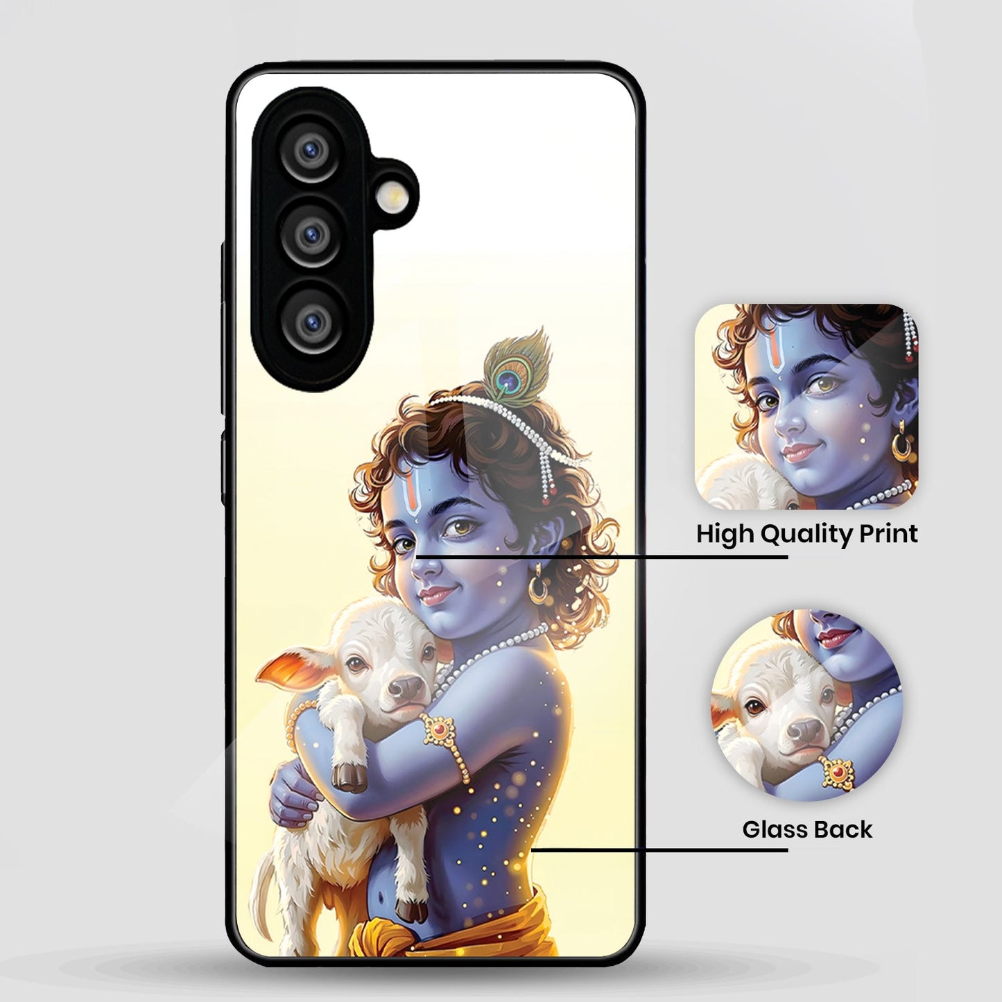 Samsung Galaxy A36 Premium Acrylic Shockproof Glass Back Case (Cute Krishna)