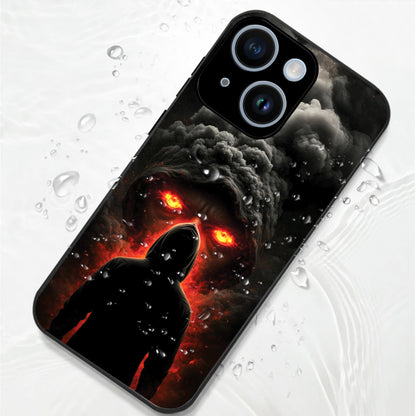 iPhone 15 Premium Acrylic Shockproof Glass Back Case (Dark Flame)