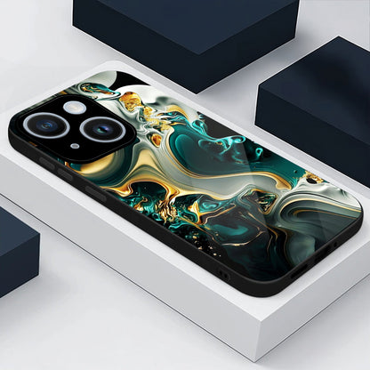 iPhone 15 Premium Acrylic Shockproof Glass Back Case (Ocean Ember)
