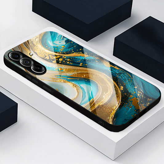 Samsung Galaxy A36 5G Premium Acrylic Shockproof Glass Back Case (Ocean Gold)