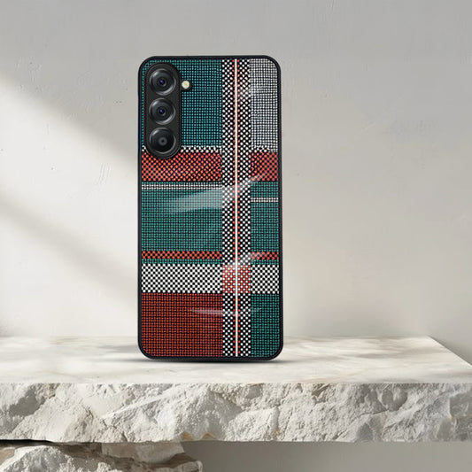Samsung Galaxy A56 5G Luxury Grid Pattern Glass Back Shockproof Case